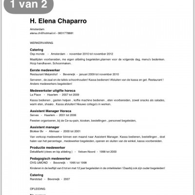Talentcard van Elena Chaparro