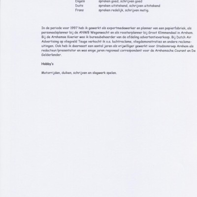 Talentcard van Rens Brandenburg