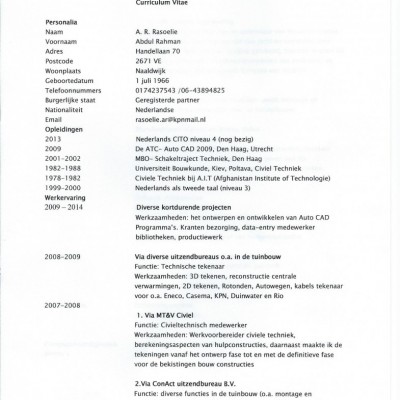 Talentcard van A Rahman Rassoelie